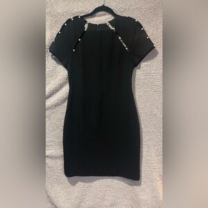 Alice + Olivia Black Mini Dress with Pearl Accents